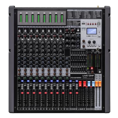 Klangmeister LIVE 12P-2x 12 Kanal 2x1800W Çift Efektli Power-Mixer | USB | Bluetooth - Klangmeister