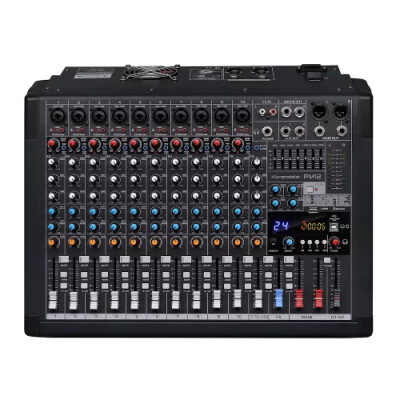 Klangmeister PM12 2x350W 12 Kanal Power Mixer USB Bluetooth Kayıt - Klangmeister